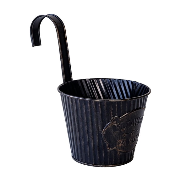 Fareti 3.9 Inches Small Hanging Flower Pots Metal Iron Bucket Planter for Railing Fence Balcony Garden Home Decoration Flower Holders with Hooks