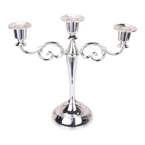Fareti 3 Arms Metal Candelabra Candlestick Silver European Elegant Candle Holder Candle Stand for Wedding Dining Table Christmas Party Home Decoration