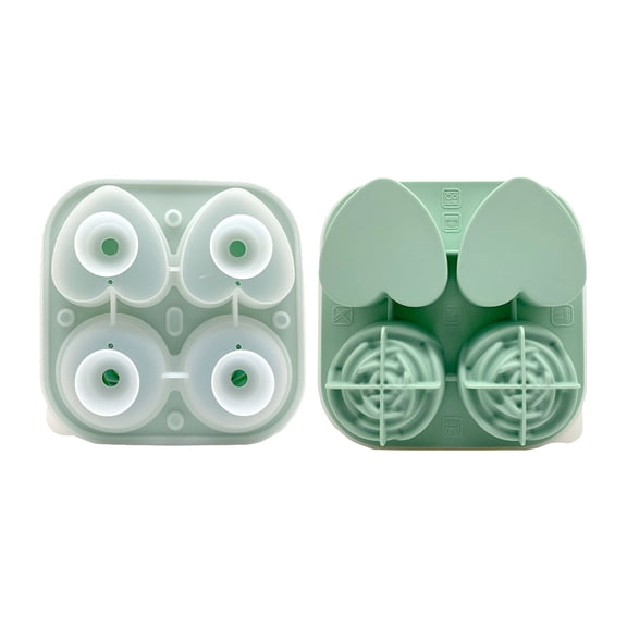 Fareti 3D Rose Ice Cube Mold, Ice Cube Trays for Freezer with Lid, 4 Grid Silicone Easy Release Ice Trays, Rose Cute Ice Mold for Date Drinks, Coffee, Whiskey, Cocktail