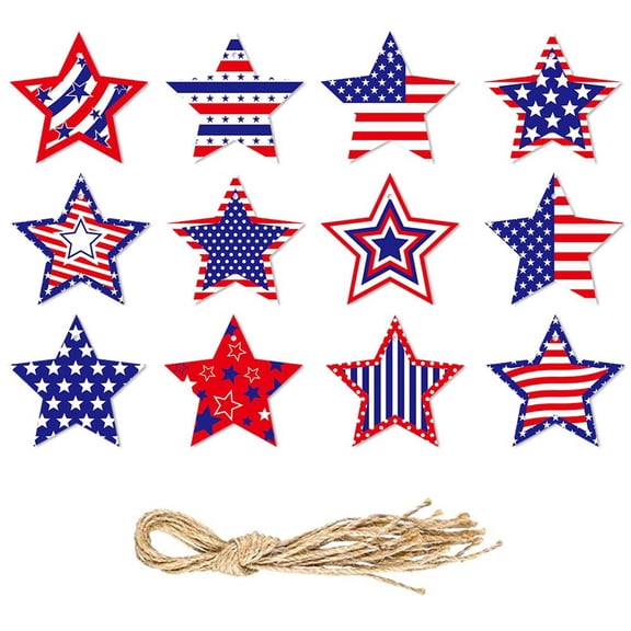 Fareti 4Th of July Decoration Stars, Patriotic Ornaments Red White and Blue Stars, Memorial Day Tree Decorations for Independence Day Veterans Day Decor