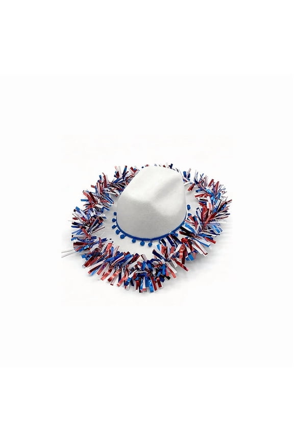 4th July Hat Unique Patriotic Tinsel Wide Brimmed for Women Men Photo Props Western for Men Women Headwear