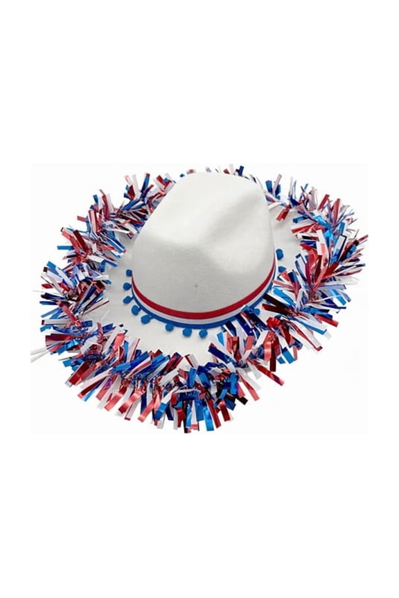 4th July Hat Unique Patriotic Tinsel Wide Brimmed for Women Men Photo Props Western for Men Women Headwear