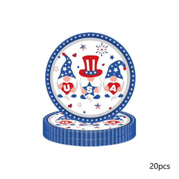 Fareti 4th of July Party Paper Plates Patriotic American Flag Dessert Plate Disposable Independence Day Memorial Day Tableware Party Supplies Holidays Decoration