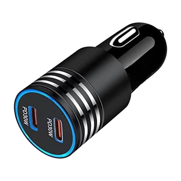 Fareti 60W Dual USB C Ports PD Fast Car Charger Adapter, Ultra-Compact Cigarette Lighter Power Delivery Plug for Phones, Tablets & GPS, 12-24V Vehicle Compatible