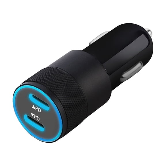 Fareti 60W Dual USB C Ports PD Fast Car Charger Adapter, Ultra-Compact Cigarette Lighter Power Delivery Plug for Phones, Tablets & GPS, 12-24V Vehicle Compatible