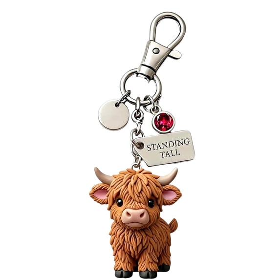 Fareti A Little Highland Cow for You Keychain, 3D Cow Keychain Resin Charm with Sentiment Card