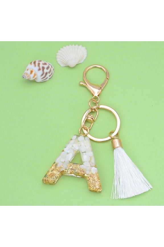 Alphabet Initial Letter Keychain for Women gift To Little Girls Tassel Pendant Key Ring for Backpack