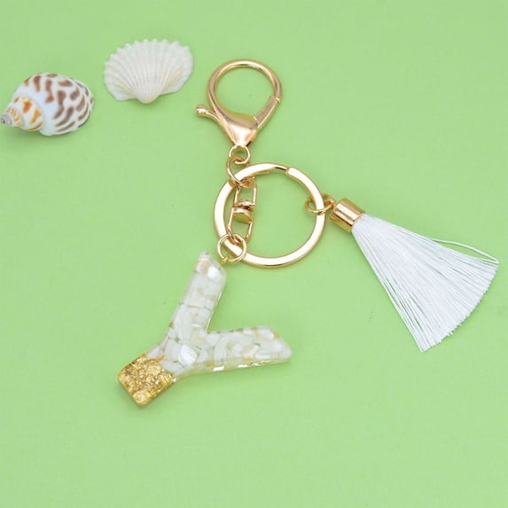 Fareti Alphabet Initial Letter Keychain for Women gift To Little Girls Tassel Pendant Key Ring for Backpack