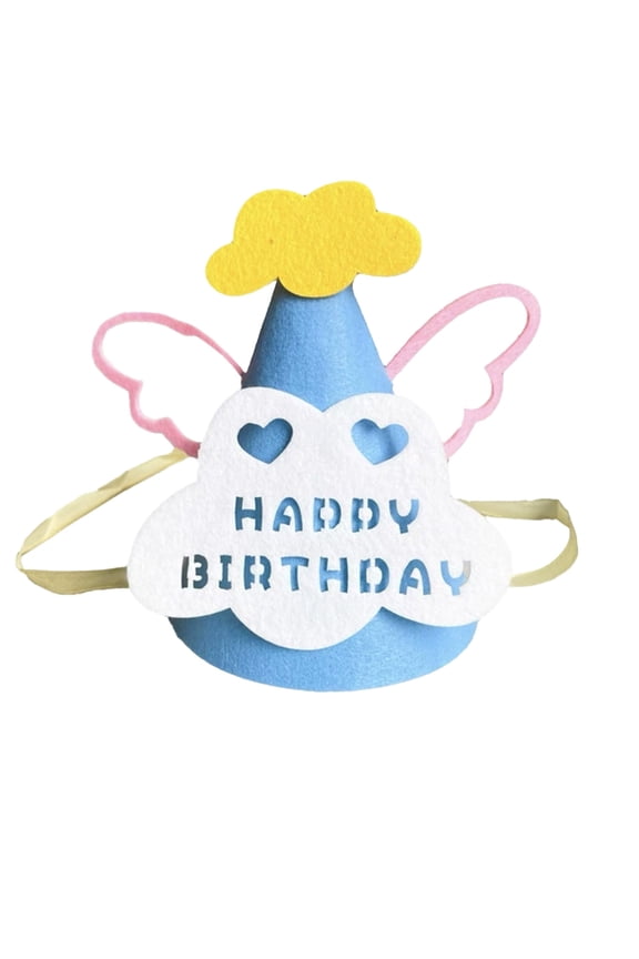 Birthday Party Hats, DIY Cone Hat with Pom Poms, Fabric Party Hat Fun Photo Props