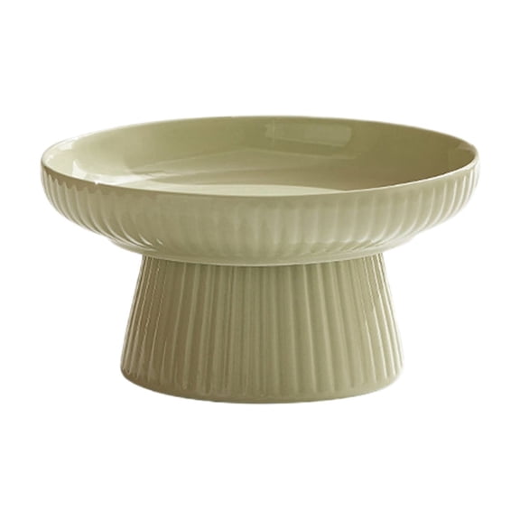 Fareti Ceramic High Leg Cake Tray in Cream Style, Dessert Storage Rack for Dried Fruit Pastry Display, 7.1x7.1x3.5 Inch