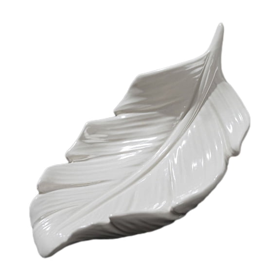 Fareti Ceramic Soap Dish 5.71x2.95 Inch, Non Perforated Bathroom Soap Holder with Drainage, Natural Leaf Design Soap Box for Vanity Counter