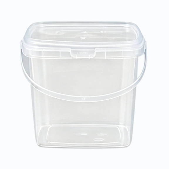 Fareti Clear Square Plastic Storage Bucket, Sealed Lid with Handle for Produce Snacks Dry Goods, Kitchen Pantry Organization Container