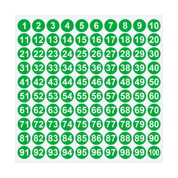 Fareti Consecutive Number Stickers 1-100 Round Colored Labels 1 Inch Self Adhesive Vinyl Number Decals for Office, Inventory, Storage, Bins