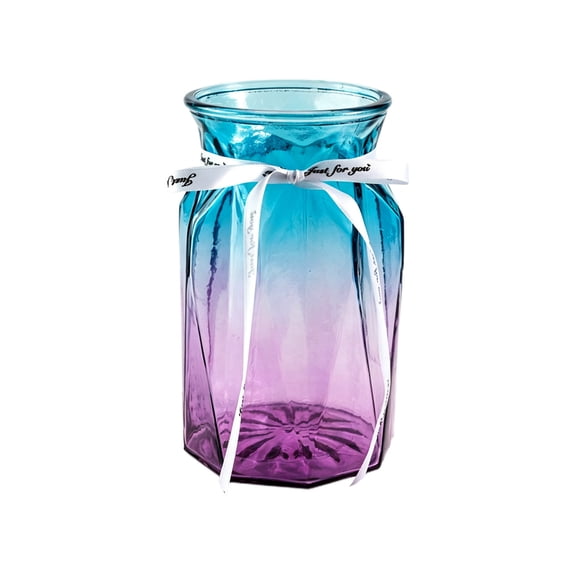 Fareti Crystal Glass Vase with Ribbon, Mini Decorative Flower Vase for Home Decor Table Centerpiece Wedding Fireplace Bedroom Kitchen Living Room Centerpieces Office Desk