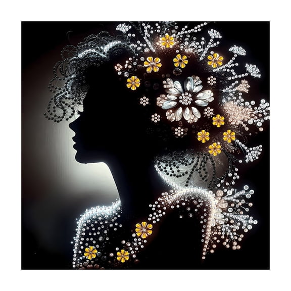 Fareti DIY Diamond Art Kit, Drill Rhinestone Canvas for Home Wall Decor, Elegant Lady Pattern with Shiny Diamonds