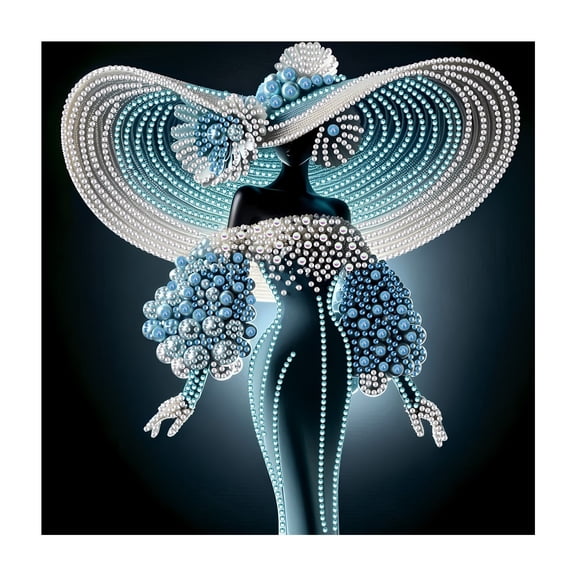 Fareti DIY Elegant Lady Rhinestone Gem Painting Kit with High Quality Canvas, Full Partial Drill for Home Wall Art Decor