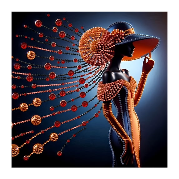 Fareti Elegant Lady DIY Rhinestone Art Kit 30x6x1.5 Inch, Full Drill Diamond Painting on Canvas with Female Figure Pattern, Home Wall Decor Craft Set