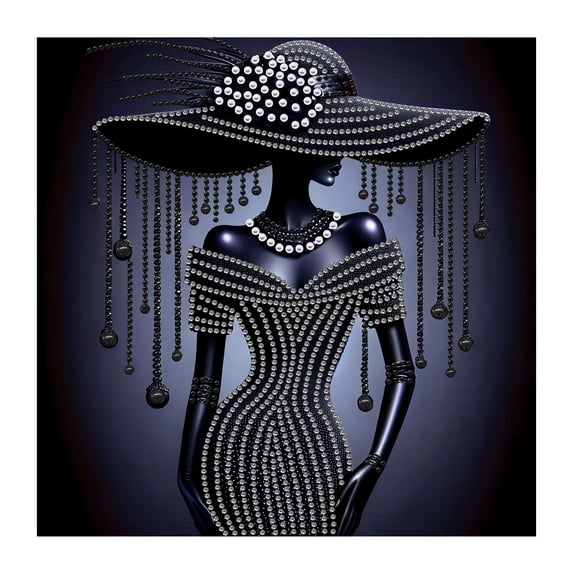 Fareti Elegant Lady DIY Rhinestone Art Kit 30x6x1.5 Inch, Full Drill Diamond Painting on Canvas with Female Figure Pattern, Home Wall Decor Craft Set
