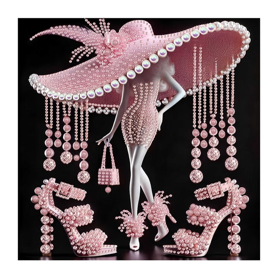 Fareti Elegant Lady DIY Rhinestone Art Kit 30x6x1.5 Inch, Full Drill Diamond Painting on Canvas with Female Figure Pattern, Home Wall Decor Craft Set