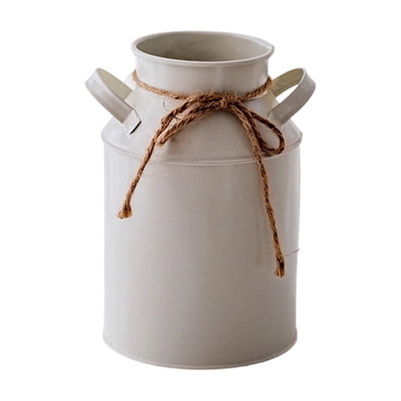 Fareti Farmhouse Metal Flower Vase Wedding Decor Bulk Rustic Milk Can Jug Vase with Bow Flower Bucket for Table Centerpiece