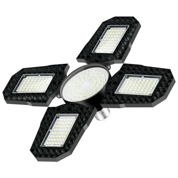 Fareti Garage Lights, LED Shop Lights, Garage Light Ceiling Led with Deformable Panels, Screw in E27 Socket Bulb for Warehouse, Workshop, Basement, Barn Lighting