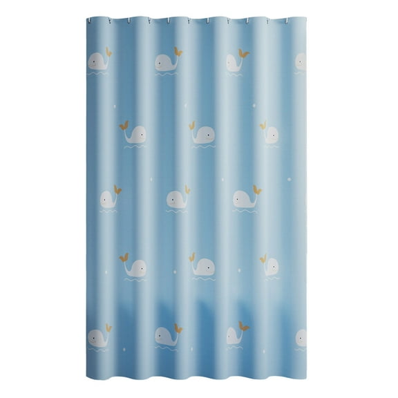 Fareti Gradient Light Blue Plastic Shower Curtain 80x180 cm with Dolphin Pattern, Waterproof Bathroom Shower Curtain with 7 Hanging Rings, for Bathroom Toilet Kitchen