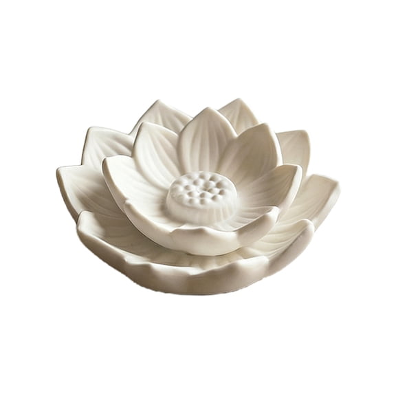 Fareti Handcrafted Ceramic Lotus Incense Holder with Ash Catcher, Nelumbo Stand for Home Relaxation Decor, 6.1x3.7x1.4 Inch