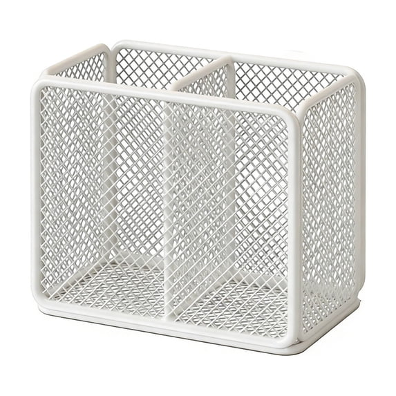 Fareti Large Capacity Iron Mesh Pen Storage Basket, Two Tier Stationery Organizer for Desk Office Study, Breathable Metal Holder for Pens Scissors, 4.9x3.9x2.6 Inch