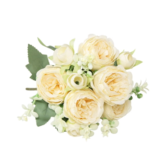 Fareti Lifelike Artificial Silk Peony Bouquet, Fake Flowers for Wedding Bridal Gift, Faux Floral Arrangement for Home Table Vase Centerpiece, Beautiful Floral Centerpiece Bouquet, 11.81"