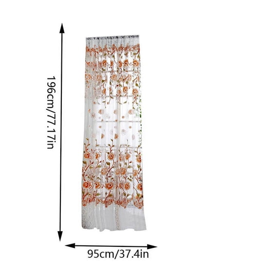 Fareti Luxury Peony Flower Sheer Window Curtain for Bedroom 77 Inch Length Floral Tulle Gauze Drape for Living Room Voile Rod Pocket Top 1 Panel