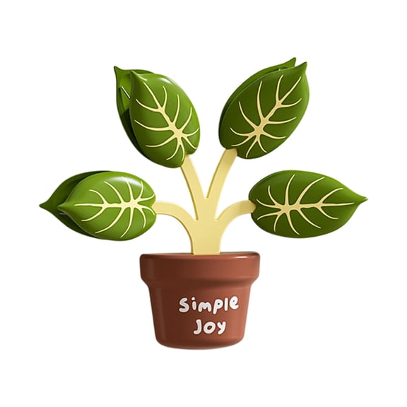 Fareti Magnetic Simulated Plant Sealing Clip Set, 4 Leaf Strong Clips with Flowerpot Base, 5.9x4.7x1.2 in, Cute Kitchen Tool for Snacks Seasonings, Fridge Magnet, Home Decoration