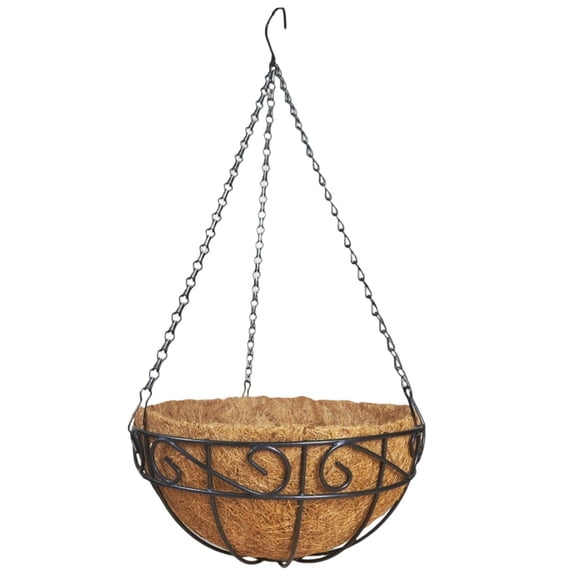 Fareti Metal Hanging Baskets for Plants Outdoor, Wire Round Hanging Planters Basket with Coconut Coir Liner, Hanging Flower Pot for Outdoor Plants Flowers Garden Decorations