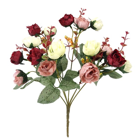 Fareti Mini Rose Heads Artificial Flowers Fake Flowers Bouquet Faux Floral Bundles with Stem for Home Office Bridal Wedding Arrangements Table Centerpieces Party Decor