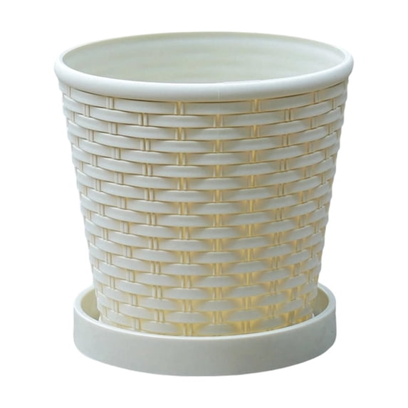 Fareti Natural Plant Pot Indoor, Thickened Bamboo Woven Resin Plastic Flower Pot, Bamboo Planter Pot for Plant, Succulent Pot, Natural Look