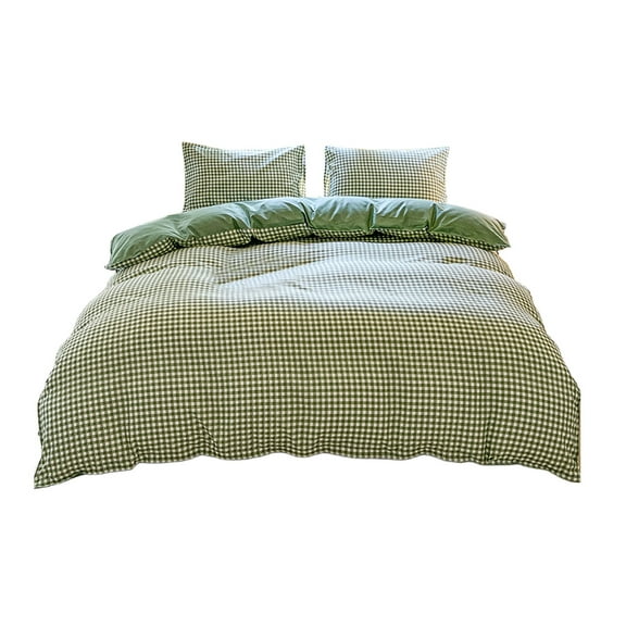 Fareti Plaid Comforter Set 4 Pieces for All Seasons, Soft Fluffy Modern Grid Pattern Printed Bedding