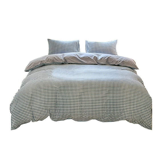 Fareti Plaid Comforter Set 4 Pieces for All Seasons, Soft Fluffy Modern Grid Pattern Printed Bedding
