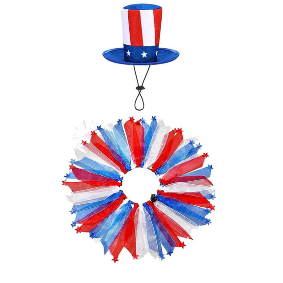Fareti Porch Goose Decoration Set Independence Day Costume, Red White Blue 4th of July Decor for 23" Cement Plastic Goose Outdoor Statue Patio Yard Lawn Art