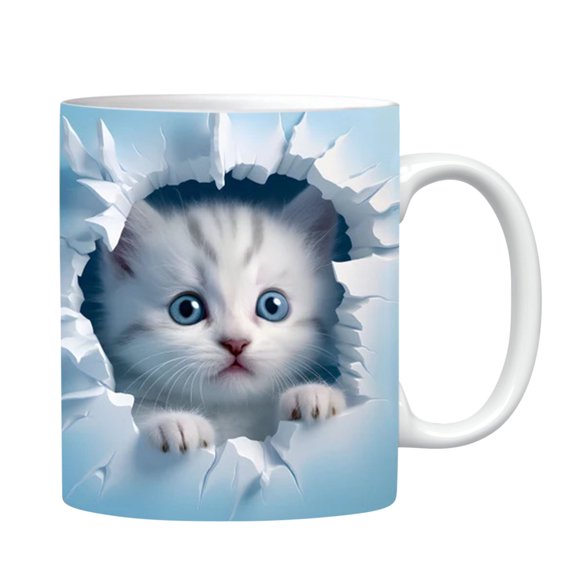 Fareti Premium Ceramic Mug with Space Cat Pattern, 400ml Multifunctional Beverage Cup, 8.5x9 cm, Smooth Glaze Finish, Home Office Travel Coffee Tea Cocoa Gift