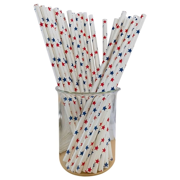 Fareti Red and Green Striped Disposable Paper Straws 100 Pack, Thick Degradable Eco Friendly Drinking Straws for Beverages, Party Holiday Decoration, Biodegradable