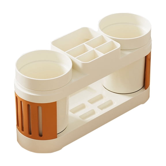 Fareti Round Toothbrush Holder Set, Bathroom Vanity Organizer for Toothbrushes and Cups, Multifunction Household Organizer Tools Accessories