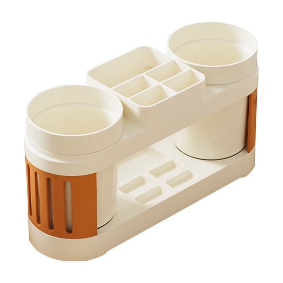 Fareti Round Toothbrush Holder Set, Bathroom Vanity Organizer for Toothbrushes and Cups, Multifunction Household Organizer Tools Accessories