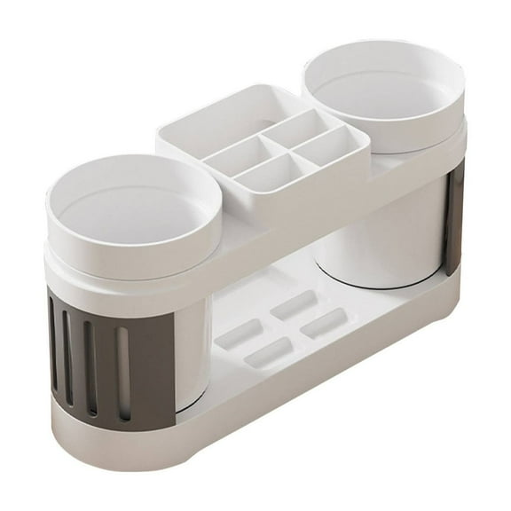 Fareti Round Toothbrush Holder Set, Bathroom Vanity Organizer for Toothbrushes and Cups, Multifunction Household Organizer Tools Accessories