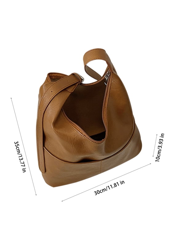 Shoulder Bag for Women, PU Leather Purse Hobo Bags Daily Commuting Bag with Zipper, C