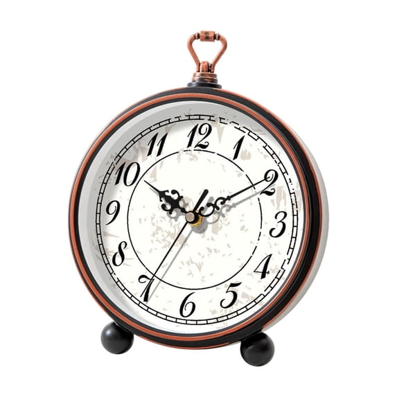 Fareti Small Battery Operated Antique Retro Analog Alarm Clock for Room Decor, Silent Elegant Bedside Desk Table Gift Clock 8.07 in