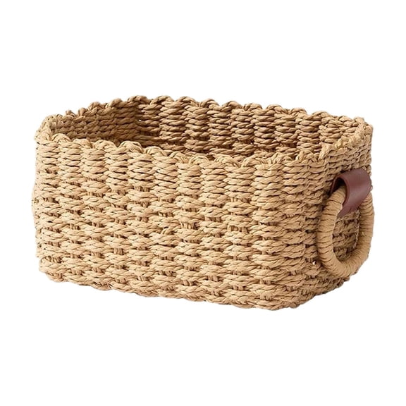 Fareti Small Wicker Baskets for Organizing, Paper Rope Storage Basket Container Bins for Shelves Bathroom Cupboards Drawer, Decorative Square Basket Organizer