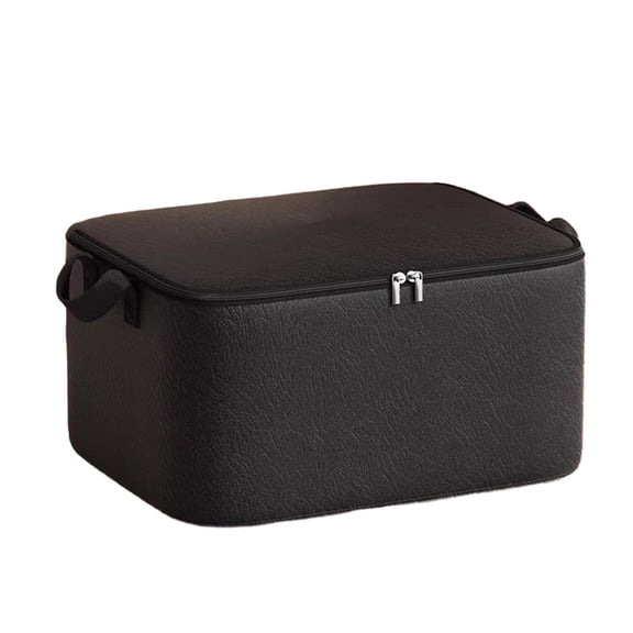 Fareti Storage Bins Boxes with Zipper Lid PU Leather Waterproof Fabric Lidded Storage Basket Cube Foldable Washable Closet Shelf Clothes Organizer Container with Handles