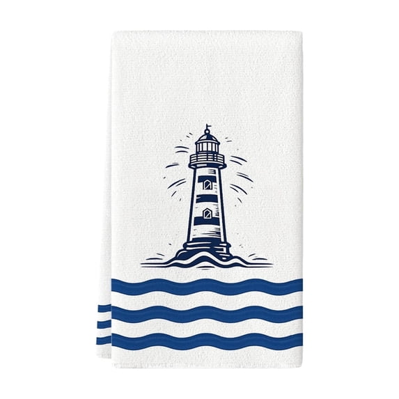 Fareti Summer Nautical Themed Hand Towel, Absorbent Fast Drying 23x15 Inch Kitchen Towel for Dishes Countertops, Sailboat Anchor Print