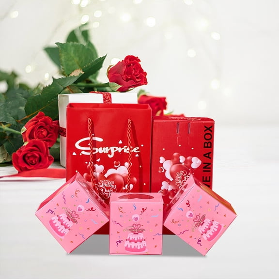 Fareti Surprise Gift Box, Unique Folding Bouncing Red Envelope Gift Box with Confetti, Explosion Luxury for Birthday Anniversary Valentine Proposal