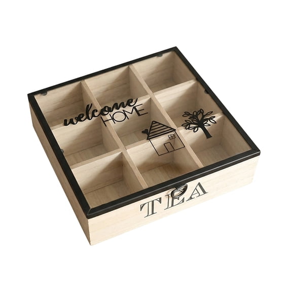 Fareti Tea Box, Luxury Wooden Tea Bag Organizer, 6 Compartment Tea Storage Chest Container with Lid
