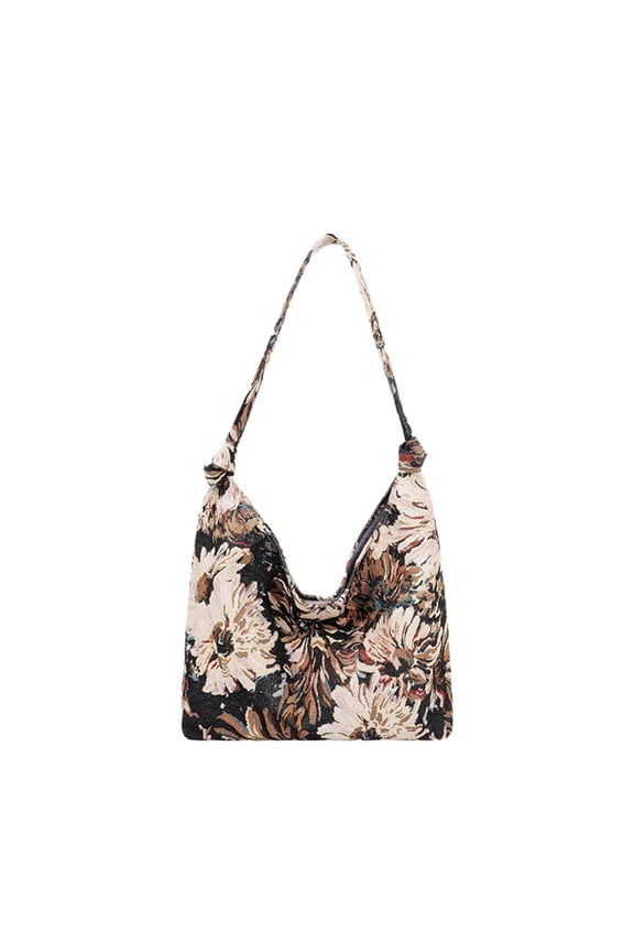 Women Shoulder Handbags Fashion Canvas Hippie Crossbody Bags Bohemian Flower Prints Hobo Bags